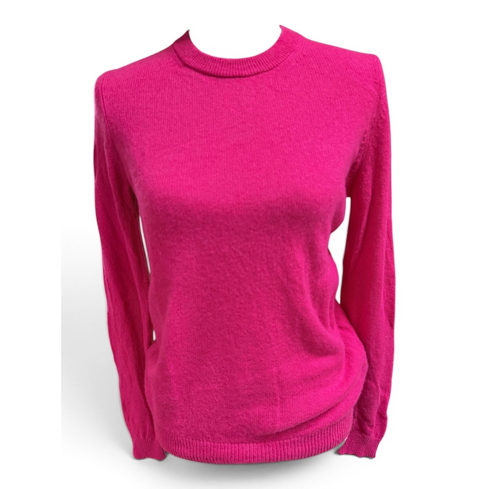 Theory Sweater Women‎ M Fuchsia Pink Crew Neck Long Sleeve Knit Solid Classic